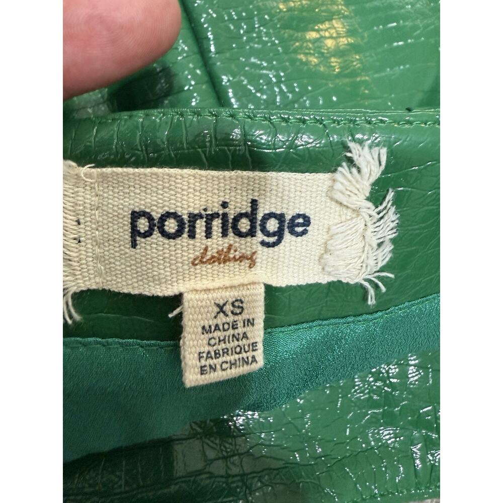 Porridge Anthropologie Women XS Mini Skirt Faux Leather Green Croc Embossed - Picture 8 of 13